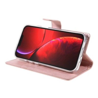 Mercury Blue Moon atverčiamas Apple iPhone 13 Mini šviesiai rožinis odinis dėklas - piniginė | Priedai.lt