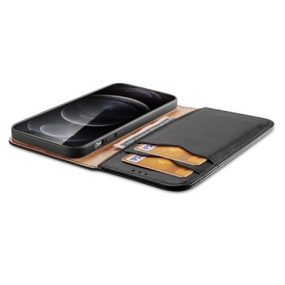 Apple iPhone 13 Pro „Dux Ducis“ Hivo sērijas melns ādas atvērams maciņš | Vacins.lv