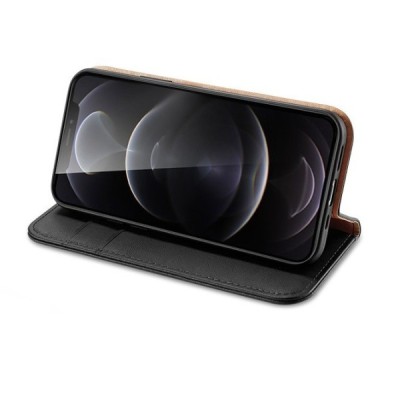 Apple iPhone 13 „Dux Ducis“ Hivo sērijas melns ādas atvērams maciņš | Vacins.lv