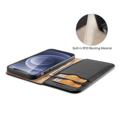 „Dux Ducis“ Hivo serijos Apple iPhone 13 Mini juodas odinis atverčiamas dėklas | Priedai.lt