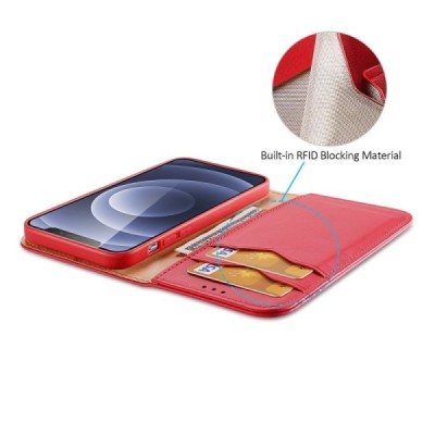 „Dux Ducis“ Hivo serijos Apple iPhone 13 Mini raudonas odinis atverčiamas dėklas | Priedai.lt