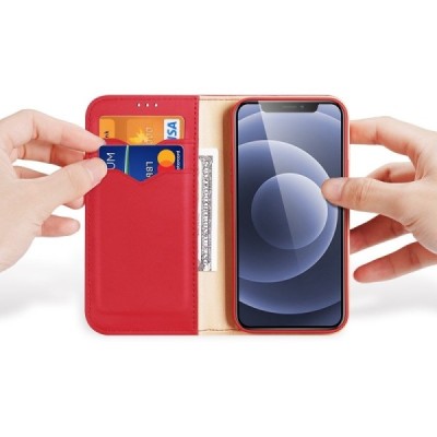 „Dux Ducis“ Hivo serijos Apple iPhone 13 Mini raudonas odinis atverčiamas dėklas | Priedai.lt