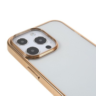 Apple iPhone 13 Pro Max „X-Level“ Glitter dzidrs (caurspīdīgs) silikona TPU apvalks (apmales zeltā krāsā) | Vacins.lv