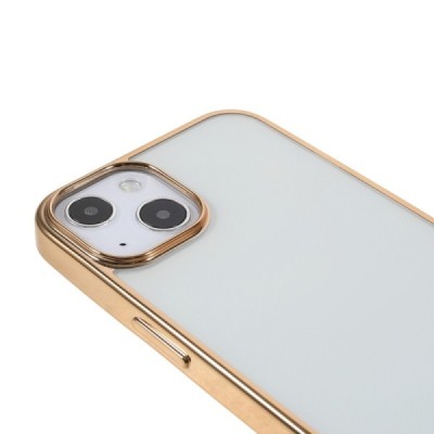 Apple iPhone 13 „X-Level“ Glitter Case TPU silikoninis skaidrus permatomas plonas dėklas su auksiniu rėmeliu | Priedai.lt