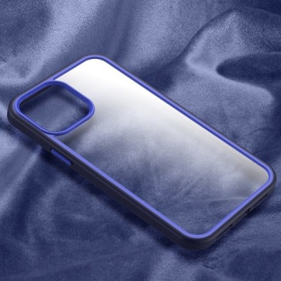 Apple iPhone 13 Pro „X-Level“ Colorful silikoninis skaidrus permatomas dėklas su mėlynu rėmeliu | Priedai.lt