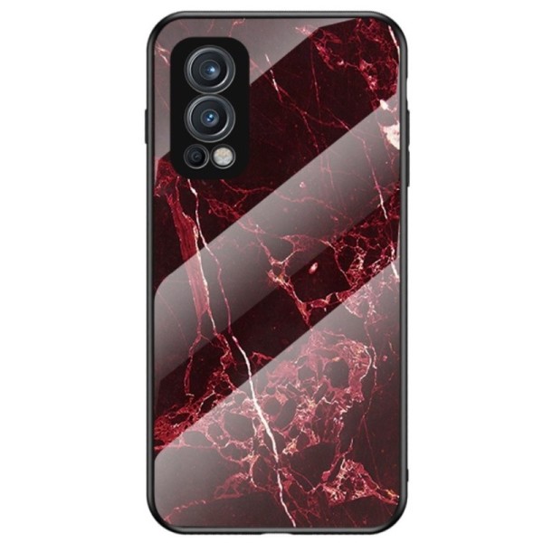 „Marble“ cieta silikona (TPU) apvalks - melns / sarkans (OnePlus Nord 2)