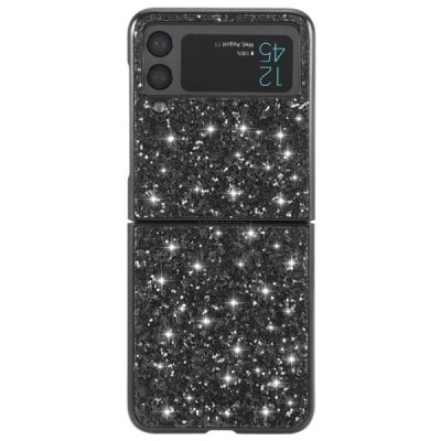 Samsung Galaxy Z Flip3 (F711) „Shine“ Glittery melns plastika apvalks | vacins.lv