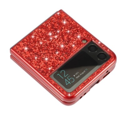 Samsung Galaxy Z Flip3 (F711) „Shine“ Glittery sarkans plastika apvalks | vacins.lv