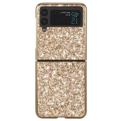 Samsung Galaxy Z Flip3 (F711) „Shine“ Glittery zelta plastika apvalks | vacins.lv