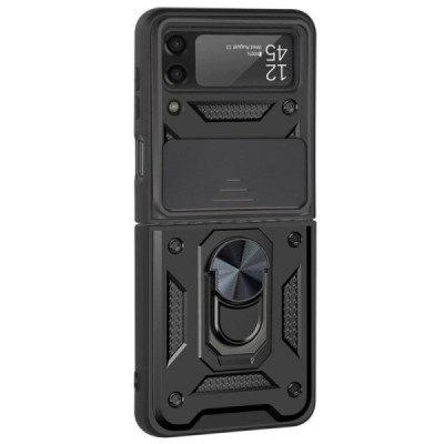 Samsung Galaxy Z Flip3 (F711) „Kickstand“ pastiprinātas aizsardzības melns apvalks | Vacins.lv