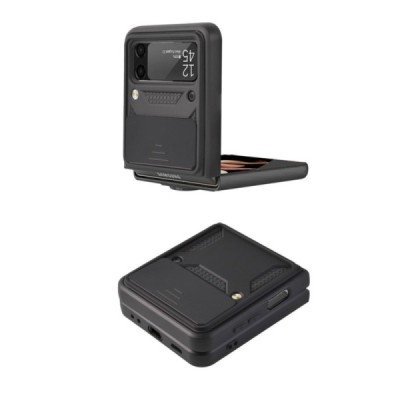 Sustiprintos apsaugos „Kickstand“ Samsung Galaxy Z Flip3 (F711) juodas kieto silikono (TPU) ir plastiko dėklas | Priedai.lt