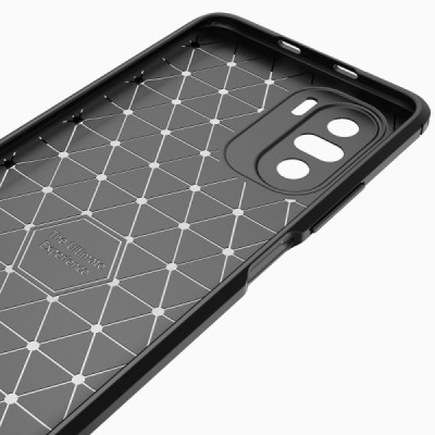 Xiaomi Poco F3 (Mi 11i) „Carbon“ cieta silikona (TPU) melns apvalks | vacins.lv