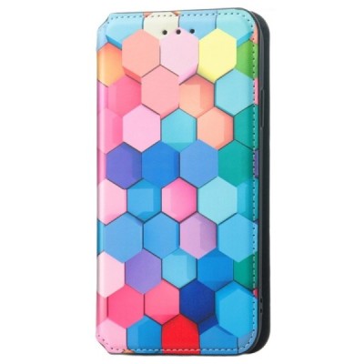 Apple iPhone 13 Mini atverčiamas spalvotas „Caseneo“ Honeycomb odinis dėklas - knygutė | Priedai.lt