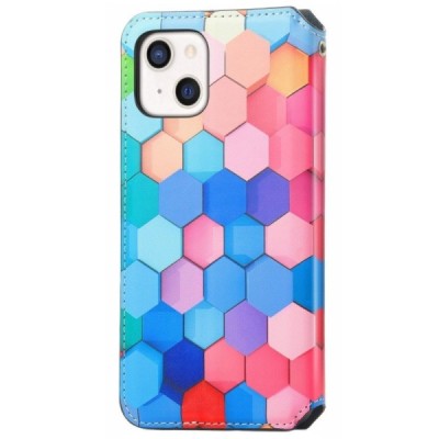 Apple iPhone 13 Mini atverčiamas spalvotas „Caseneo“ Honeycomb odinis dėklas - knygutė | Priedai.lt