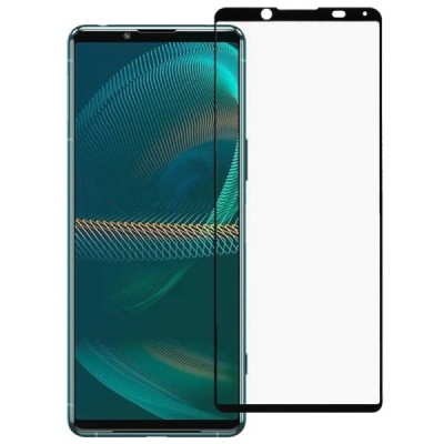 Sony Xperia 5 III „Rurihai“ 9H Tempered Glass sustiprintos apsaugos juodas pilnai dengiantis apsauginis ekrano stiklas 2.5D | Pr