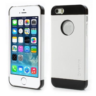 Baltas su juodomis juostelėmis „Verus“ dviejų dalių plastikinis Apple iPhone SE (5, 5s) dėklas / Priedai.lt