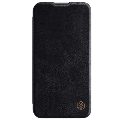 Greznais „Nillkin“ Qin Pro sērijas ādas atvērams melns Apple iPhone 13 Pro Max maciņš | Vacins.lv