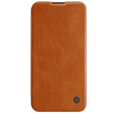 Greznais „Nillkin“ Qin Pro sērijas ādas atvērams brūns Apple iPhone 13 Pro Max maciņš | Vacins.lv