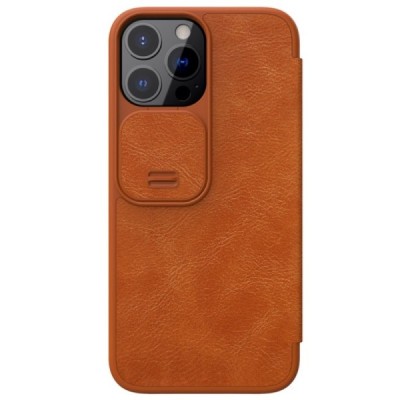Greznais „Nillkin“ Qin Pro sērijas ādas atvērams brūns Apple iPhone 13 Pro Max maciņš | Vacins.lv