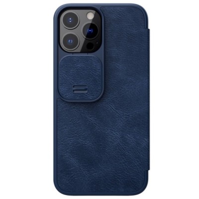 Greznais „Nillkin“ Qin Pro sērijas ādas atvērams zils Apple iPhone 13 Pro Max maciņš | Vacins.lv