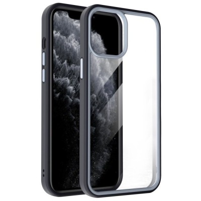 Apple iPhone 13 Mini „X-Level“ Colorful silikoninis skaidrus permatomas dėklas su pilku rėmeliu | Priedai.lt