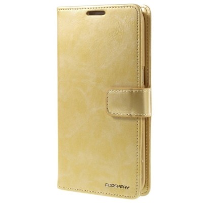 Mercury Blue Moon atverčiamas Samsung Galaxy S7 Edge (G935) auksinis odinis dėklas - piniginė | Priedai.lt