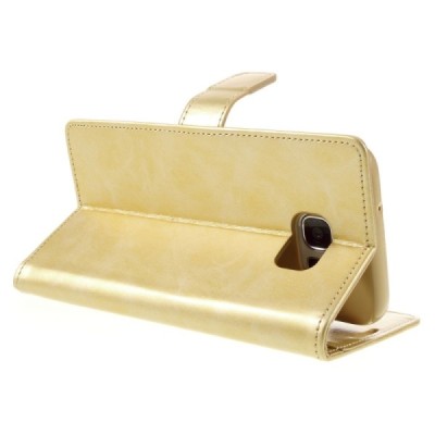 Mercury Blue Moon atverčiamas Samsung Galaxy S7 Edge (G935) auksinis odinis dėklas - piniginė | Priedai.lt