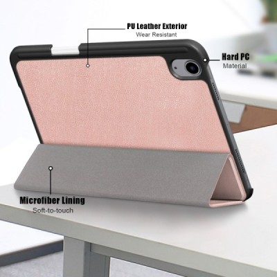 Apple iPad mini 6 2021 „Stylus“ atvēramais zelta ādas maciņš | Vacins.lv