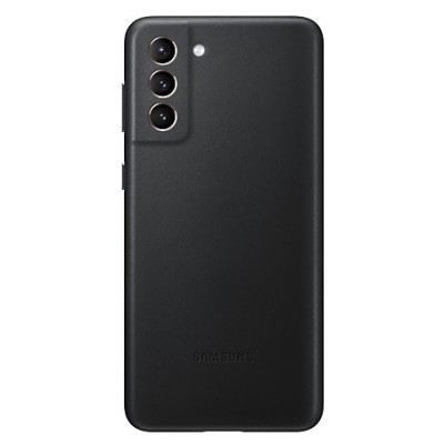 Samsung Galaxy S21+ (G996B) Leather Cover melns ādas apvalks | Vacins.lv