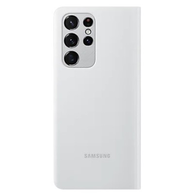 Samsung Galaxy S21 Ultra (G998B) oficiāls Smart Led View Cover atvērams gaiši pelēks maciņš (maks) | Vacins.lv