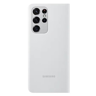 Samsung Galaxy S21 Ultra (G998B) originalus Smart Clear View Cover (EF-ZG998CJEGEE) atverčiamas šviesiai pilkas dėklas - knygutė