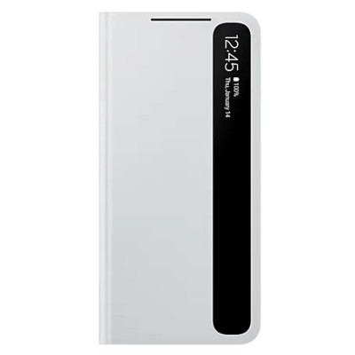 Samsung Galaxy S21 (G991B) oficiāls Smart Clear View Cover atvērams gaiši pelēks maciņš (maks) | Vacins.lv