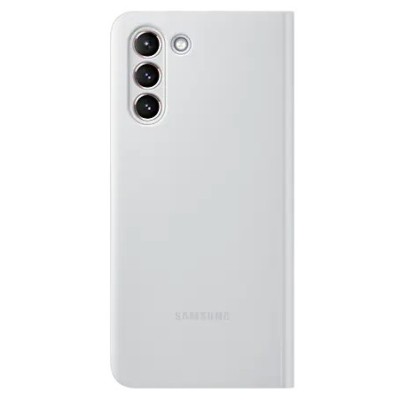 Samsung Galaxy S21 (G991B) oficiāls Smart Clear View Cover atvērams gaiši pelēks maciņš (maks) | Vacins.lv