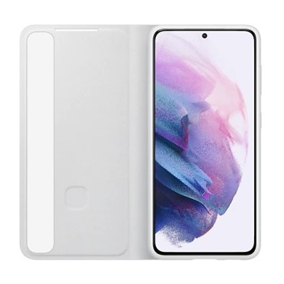 Samsung Galaxy S21 (G991B) oficiāls Smart Clear View Cover atvērams gaiši pelēks maciņš (maks) | Vacins.lv