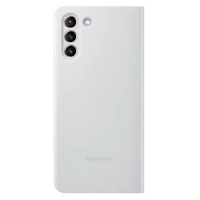 Samsung Galaxy S21+ (G996B) oficiāls Smart Clear View Cover atvērams gaiši pelēks maciņš (maks) | Vacins.lv