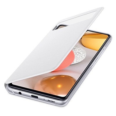 Samsung Galaxy A42 5G oficiāls S View Wallet Cover atvērams balts maciņš (maks) | Vacins.lv