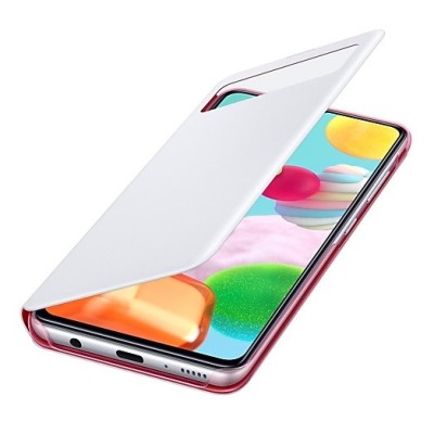 Samsung Galaxy A41 (A415F) oficiāls S View Wallet Cover atvērams balts maciņš (maks) | Vacins.lv