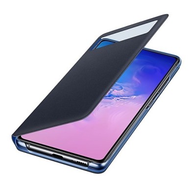 Samsung Galaxy S10 Lite (G970) oficiāls S View Wallet Cover atvērams melns maciņš (maks) | Vacins.lv