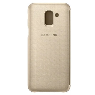 Samsung Galaxy J6 2018 (J600) oficiāls Wallet Cover atvērams zelta ādas maciņš (maks) | Vacins.lv