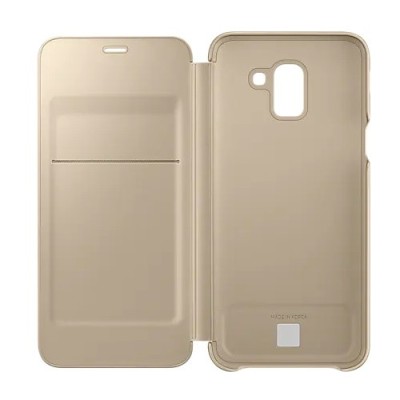Samsung Galaxy J6 2018 (J600) oficiāls Wallet Cover atvērams zelta ādas maciņš (maks) | Vacins.lv