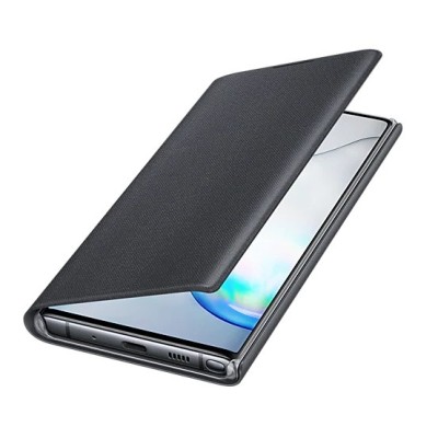 Samsung Galaxy Note 10 (N970F) originalus Led View Cover atverčiamas juodas odinis dėklas - piniginė | Priedai.lt