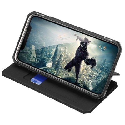 Apple iPhone X (iPhone Xs) Dux Ducis Skin X sērijas melns ādas atvērams maciņš | Vacins.lv