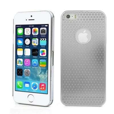 Stilingas sidabrinis, metalinis Apple iPhone SE (5, 5s) dėklas (dėkliukas) raižytas gėlytėmis / Priedai.lt