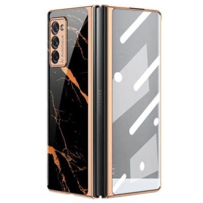 Samsung Galaxy Z Fold2 5G (F916B) GKK Marble Glass melns plastika apvalks | vacins.lv