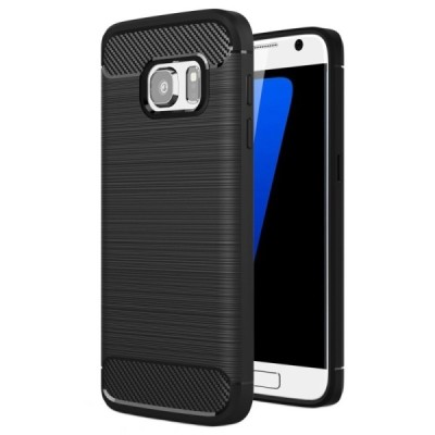 Samsung Galaxy S7 (G930) „Carbon“ cieta silikona (TPU) melns apvalks | vacins.lv