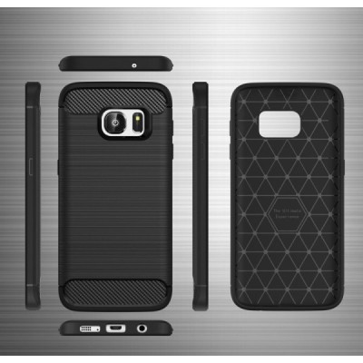 Samsung Galaxy S7 (G930) „Carbon“ cieta silikona (TPU) melns apvalks | vacins.lv
