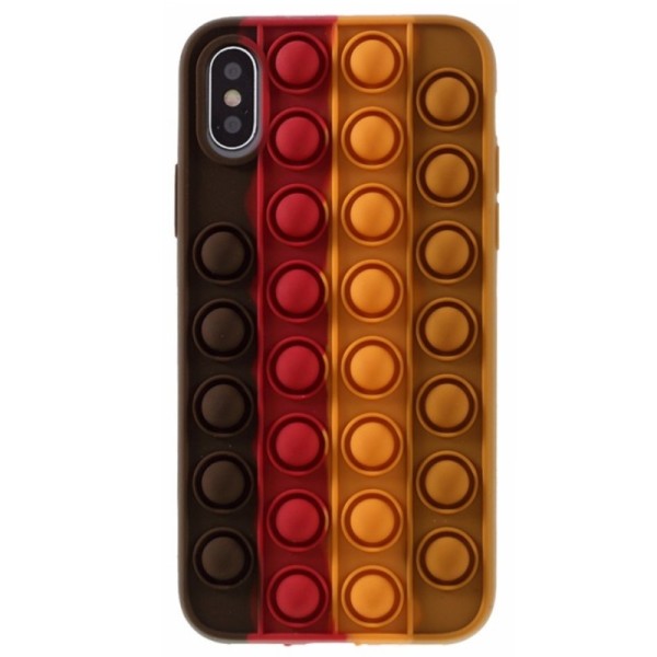 „Popit“ Bubble mīksta silikona (TPU) apvalks - brūns (iPhone X / Xs)
