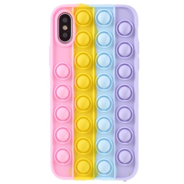 „Popit“ Bubble mīksta silikona (TPU) apvalks - rozs (iPhone X / Xs)