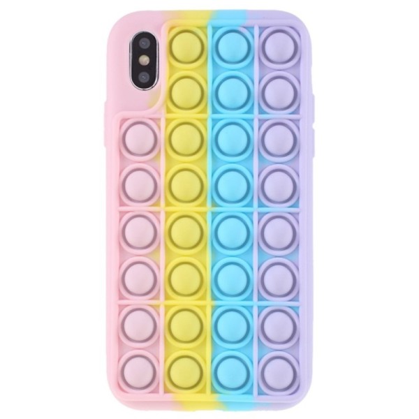 „Popit“ Big Bubble minkšto silikono (TPU) dėklas - rožinis (iPhone X / Xs)