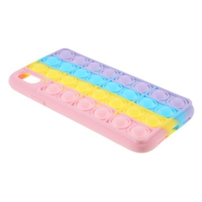 Apple iPhone X (iPhone Xs) „Popit“ Big Bubble minkšto silikono TPU rožinis dėklas - nugarėlė | Priedai.lt